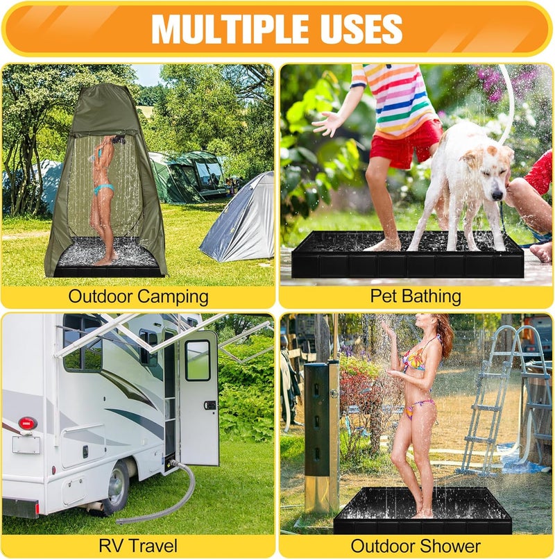 Tottist Upgraded Portable Shower Pan 41"x41"x5" - Heavy-Duty Non-Slip Base with Drain Hole & Mesh Storage Bag | Collapsible Camp Shower Tray for RV, Beach, Glamping | Leakproof Outdoor Bath Floor - Image 3